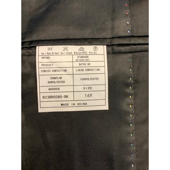 Lamgool Kids 16 Black Single Breasted Shawl Velvet Blazer Jacket Formal K32-25 - Picture 7 of 8